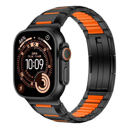 Multi - Faceted Rubber Inlaid Stainless Steel Watch Band, For Apple Watch 46mm / 49mm / 45mm / 44mm, For Apple Watch 42mm / 41mm / 40mm / 38mm - DealBuddy