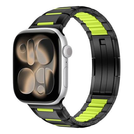 Multi - Faceted Rubber Inlaid Stainless Steel Watch Band, For Apple Watch 46mm / 49mm / 45mm / 44mm, For Apple Watch 42mm / 41mm / 40mm / 38mm - DealBuddy
