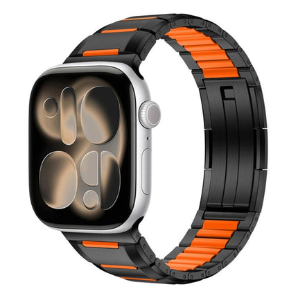 Multi - Faceted Rubber Inlaid Stainless Steel Watch Band, For Apple Watch 46mm / 49mm / 45mm / 44mm, For Apple Watch 42mm / 41mm / 40mm / 38mm - DealBuddy