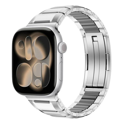 Multi - Faceted Rubber Inlaid Stainless Steel Watch Band, For Apple Watch 46mm / 49mm / 45mm / 44mm, For Apple Watch 42mm / 41mm / 40mm / 38mm - DealBuddy
