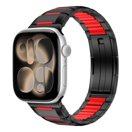 Multi - Faceted Rubber Inlaid Stainless Steel Watch Band, For Apple Watch 46mm / 49mm / 45mm / 44mm, For Apple Watch 42mm / 41mm / 40mm / 38mm - DealBuddy