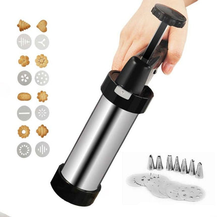 Multi - Function Stainless Steel Piping Gun Set Cookie Biscuits Hand Pressing Biscuit Machine Household DIY Baking Tools - DealBuddy