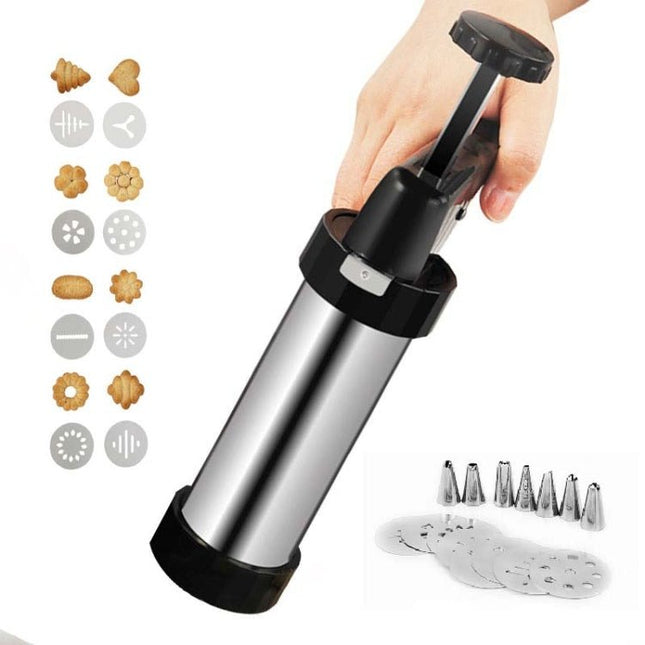 Multi - Function Stainless Steel Piping Gun Set Cookie Biscuits Hand Pressing Biscuit Machine Household DIY Baking Tools - DealBuddy