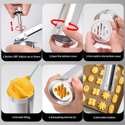 Multifunctional Household Cookie Biscuit Machine Tool Mold Decorating Mounted DIY Baking with 20 Moulds & 4 Nozzles - DealBuddy