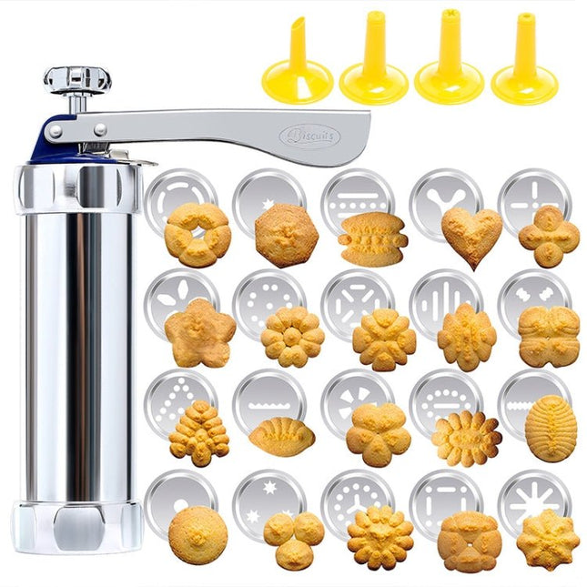 Multifunctional Household Cookie Biscuit Machine Tool Mold Decorating Mounted DIY Baking with 20 Moulds & 4 Nozzles - DealBuddy