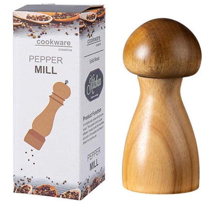 Mushroom Shaped Pepper Grinder Wooden Kitchen Grinding Tool - DealBuddy