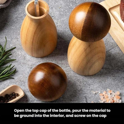 Mushroom Shaped Pepper Grinder Wooden Kitchen Grinding Tool - DealBuddy