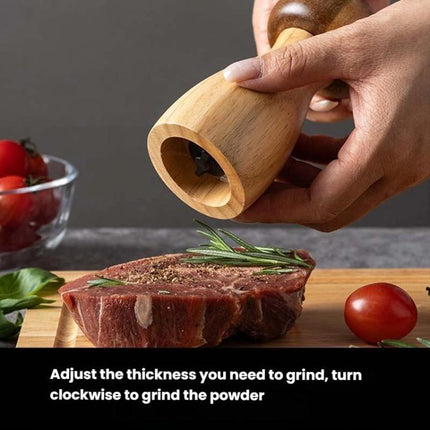 Mushroom Shaped Pepper Grinder Wooden Kitchen Grinding Tool - DealBuddy