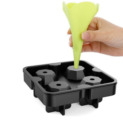 New 4 Cavity Diamond Shape 3D Ice Cube Mold Maker Bar Party Silicone Trays Chocolate Mold Kitchen Tool - DealBuddy