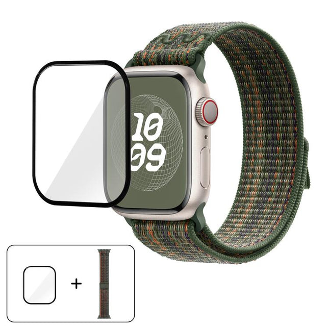 Nylon Loop Watch Band with 3D Curved Film, For Apple Watch Series 10 46mm, For Apple Watch Series 10 42mm, For Apple Watch Series 44mm - DealBuddy