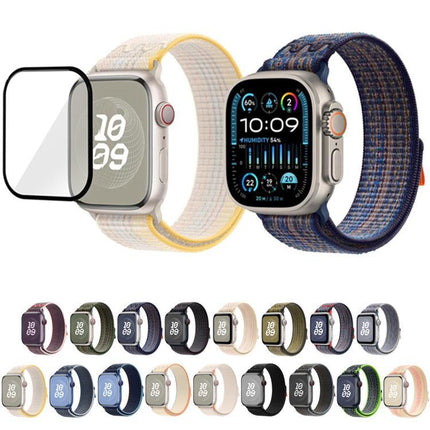 Nylon Loop Watch Band with 3D Curved Film, For Apple Watch Series 40mm, For Apple Watch Ultra 2 / 1 49mm, For Apple Watch Series 45mm - DealBuddy