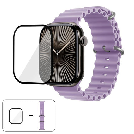 Ocean Silicone Watch Band with 3D Curved Film, For Apple Watch Series 10 46mm, For Apple Watch Series 10 42mm, For Apple Watch Series 44mm - DealBuddy