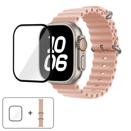 Ocean Silicone Watch Band with 3D Curved Film, For Apple Watch Series 40mm, For Apple Watch Ultra 2 / 1 49mm, For Apple Watch Series 45mm - DealBuddy