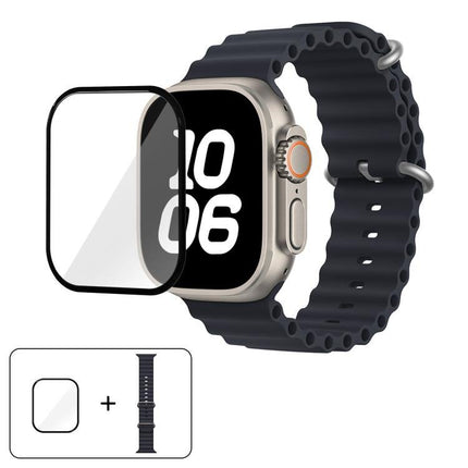 Ocean Silicone Watch Band with 3D Curved Film, For Apple Watch Series 40mm, For Apple Watch Ultra 2 / 1 49mm, For Apple Watch Series 45mm - DealBuddy