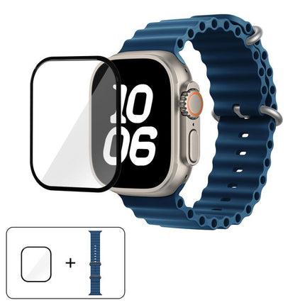 Ocean Silicone Watch Band with 3D Curved Film, For Apple Watch Series 40mm, For Apple Watch Ultra 2 / 1 49mm, For Apple Watch Series 45mm - DealBuddy