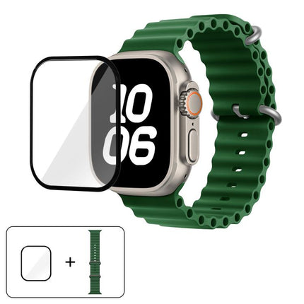 Ocean Silicone Watch Band with 3D Curved Film, For Apple Watch Series 40mm, For Apple Watch Ultra 2 / 1 49mm, For Apple Watch Series 45mm - DealBuddy