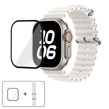 Ocean Silicone Watch Band with 3D Curved Film, For Apple Watch Series 40mm, For Apple Watch Ultra 2 / 1 49mm, For Apple Watch Series 45mm - DealBuddy