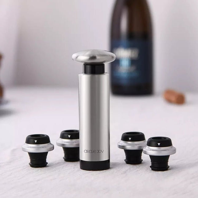 Original Xiaomi Youpin CircleJoy Stainless Steel Red Wine Preservation Stopper Set, Style: 4 Stoppers in One Pump - DealBuddy