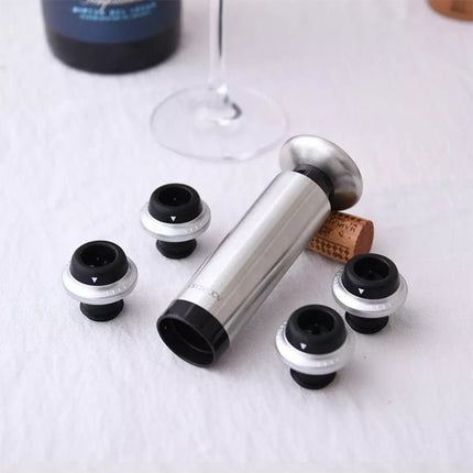 Original Xiaomi Youpin CircleJoy Stainless Steel Red Wine Preservation Stopper Set, Style: 4 Stoppers in One Pump - DealBuddy