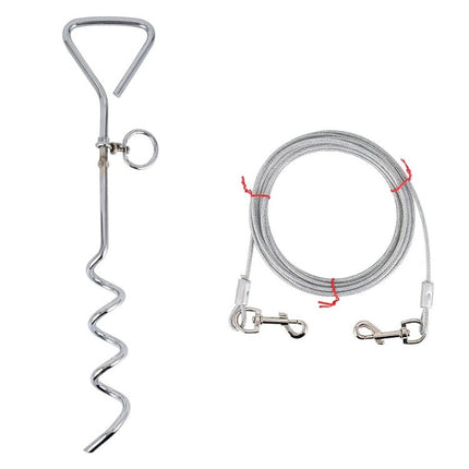 Outdoor Pet Leash Stainless Steel Ground Nail Fixing Bolt, Specification：, Upgrade + Wire Rope, Classic + Wire Rope - DealBuddy