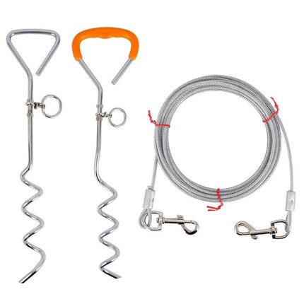 Outdoor Pet Leash Stainless Steel Ground Nail Fixing Bolt, Specification：, Upgrade + Wire Rope, Classic + Wire Rope - DealBuddy