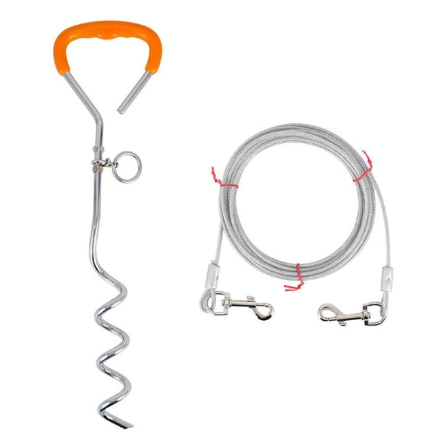 Outdoor Pet Leash Stainless Steel Ground Nail Fixing Bolt, Specification：, Upgrade + Wire Rope, Classic + Wire Rope - DealBuddy