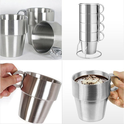 Outdoor Portable Picnic Cups Four Piece Suit Stainless Steel Drinking Mugs Anti - Hot Tea Coffee Cup - DealBuddy