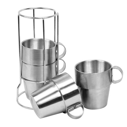Outdoor Portable Picnic Cups Four Piece Suit Stainless Steel Drinking Mugs Anti - Hot Tea Coffee Cup - DealBuddy
