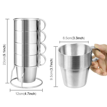 Outdoor Portable Picnic Cups Four Piece Suit Stainless Steel Drinking Mugs Anti - Hot Tea Coffee Cup - DealBuddy