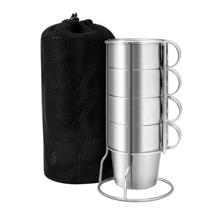 Outdoor Portable Picnic Cups Four Piece Suit Stainless Steel Drinking Mugs Anti - Hot Tea Coffee Cup - DealBuddy