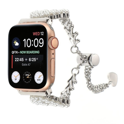 Pearl Round Zinc Alloy Chain Metal Watch Band, For Apple Watch SE 2023 44mm, For Apple Watch SE 2023 40mm, For Apple Watch Ultra 2 49mm, For Apple Watch Series 9 45mm, For Apple Watch Series 9 41mm, For Apple Watch Ultra 49mm                           ... - DealBuddy