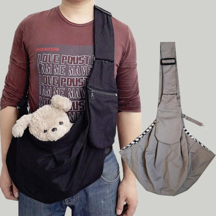 Pet Carrying Rucksack Shoulder Strap Adjustable Pet Outing Diagonal Bag, Black, Gray - DealBuddy