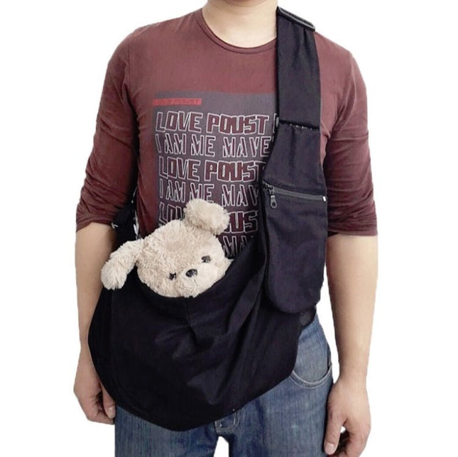 Pet Carrying Rucksack Shoulder Strap Adjustable Pet Outing Diagonal Bag, Black, Gray - DealBuddy