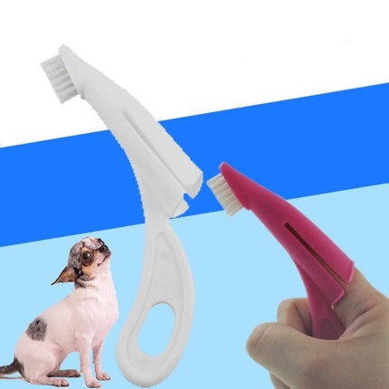 Pet Finger Toothbrush Cat And Dog Oral Cleaning Tool Soft Brush, White, Rose Red - DealBuddy