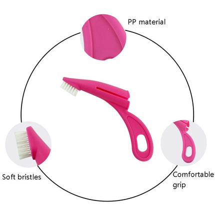 Pet Finger Toothbrush Cat And Dog Oral Cleaning Tool Soft Brush, White, Rose Red - DealBuddy