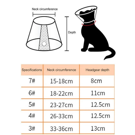 Pet Protective Headgear Cat And Dog Anti - Bite Collar After Cosmetic And Operation, Size: No.7/8cm, No.7, No.6, No.5, No.4, No.3 - DealBuddy