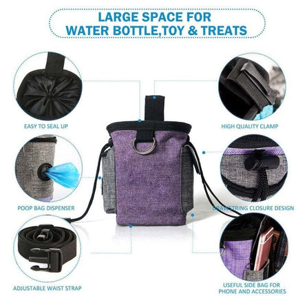 Pet Training Waist Bag With Belt Portable Outing Training Pet Snack Bag, Purple Waist Bag, Purple Waist Bag+Folding Bowl - DealBuddy