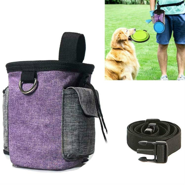 Pet Training Waist Bag With Belt Portable Outing Training Pet Snack Bag, Purple Waist Bag, Purple Waist Bag+Folding Bowl - DealBuddy