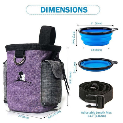 Pet Training Waist Bag With Belt Portable Outing Training Pet Snack Bag, Purple Waist Bag, Purple Waist Bag+Folding Bowl - DealBuddy