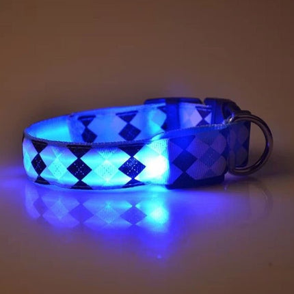 Plaid Pattern Rechargeable LED Glow Light Leads Pet Dog Collar for Small Medium Dogs, S, M, L, XL - DealBuddy