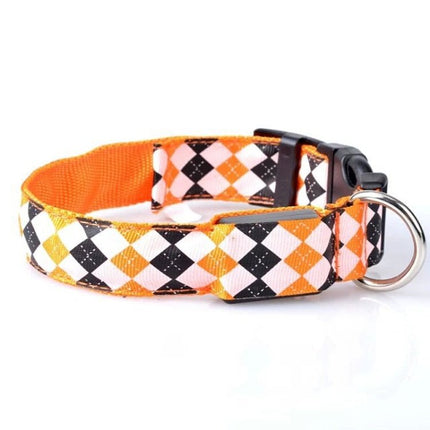Plaid Pattern Rechargeable LED Glow Light Leads Pet Dog Collar for Small Medium Dogs, S, M, L, XL - DealBuddy