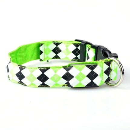 Plaid Pattern Rechargeable LED Glow Light Leads Pet Dog Collar for Small Medium Dogs, S, M, L, XL - DealBuddy