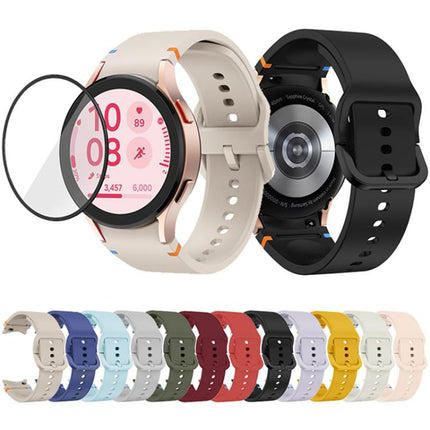Plain Stitching Silicone Watch Band with 3D Curved Film, For Samsung Galaxy Watch4 Classic 46mm, For Samsung Galaxy Watch4 Classic 42mm, For Samsung Galaxy Watch5 Active 40mm, For Samsung Galaxy Watch5 Active 44mm - DealBuddy