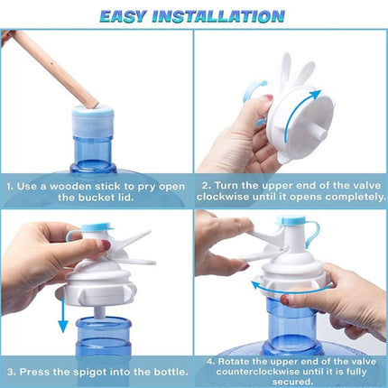PP Water Bottle Faucet Dispenser Valve for 55mm Crown Top Bottle with Dustproof Cover - DealBuddy