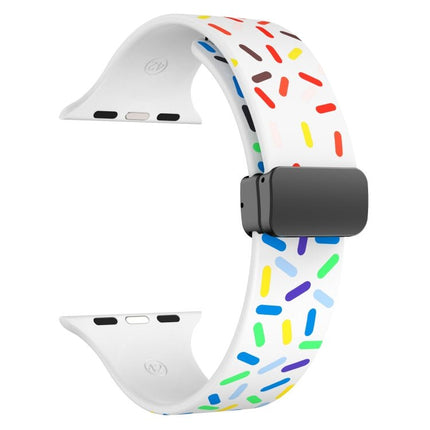 Rainbow Dots Silicone Magnetic Black Buckle Watch Band, For Apple Watch SE 44mm, For Apple Watch 6 40mm, For Apple Watch 6 44mm, For Apple Watch 5 44mm - DealBuddy