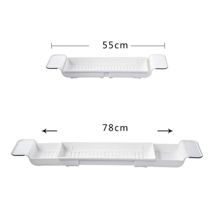 Retractable Drain Bathtub Rack Bathroom Plastic Soaking Tub Rack Bathtub Shower Storage Rack, White+Gray - DealBuddy