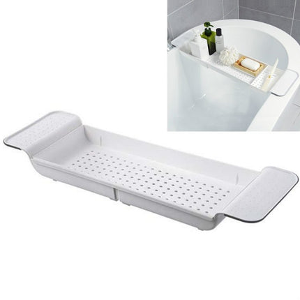 Retractable Drain Bathtub Rack Bathroom Plastic Soaking Tub Rack Bathtub Shower Storage Rack, White+Gray - DealBuddy