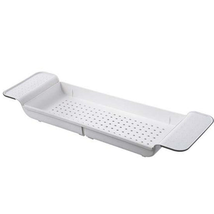 Retractable Drain Bathtub Rack Bathroom Plastic Soaking Tub Rack Bathtub Shower Storage Rack, White+Gray - DealBuddy