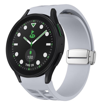 Richard Magnetic Folding Silver Buckle Silicone Watch Band, For Samsung Galaxy Watch FE 40mm, For Sansung Galaxy Watch 5 Pro Golf Edition, For Samsung Galaxy Watch 5 Golf Edition - DealBuddy