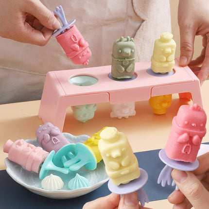 Silicone Cartoon Ice Cream Mold With Cover Easy Demoulding Home - Made Popsicle Mould, Random Color Delivery - DealBuddy